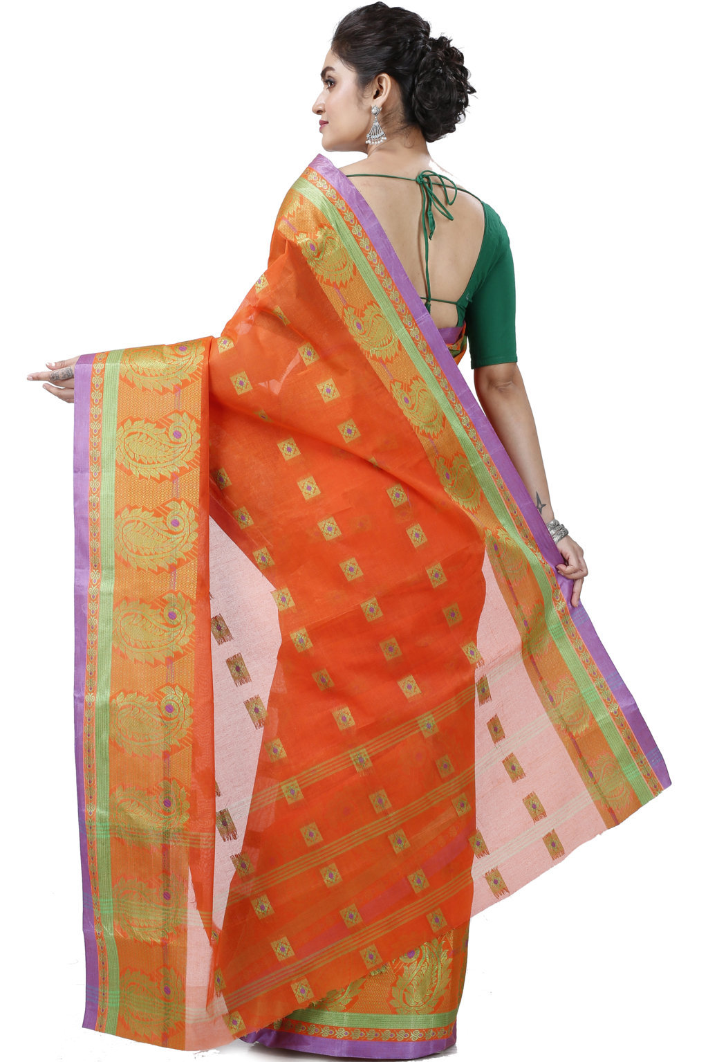 Orange Pure Cotton Aloka Tant Saree (907)